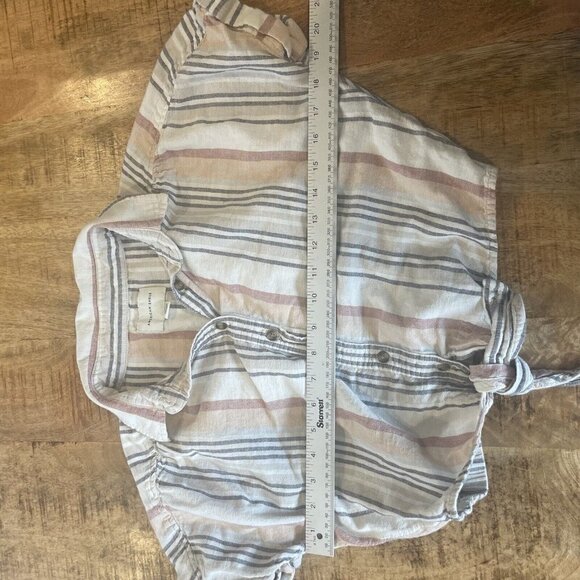 American Eagle Button Down Cropped striped Shirt Size XS top blouse collared - Picture 7 of 8